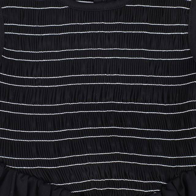 Bamboo Black Gathered V-Waist Maxi Jumper