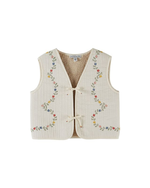 Emile & Ida Ecru Cross Stitch Vest