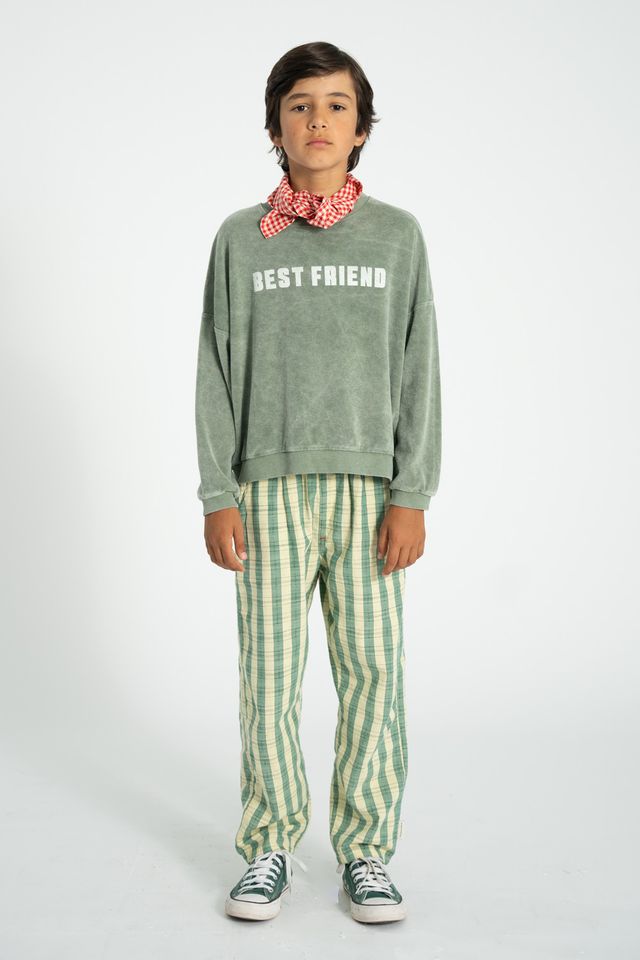 Piupiuchick Washed Green "Best Friend" Print Sweatshirt