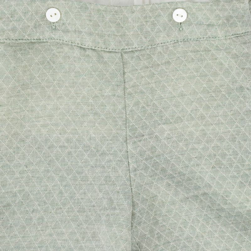 Le Bourdon Green Textured Piped Trim Shorts Set