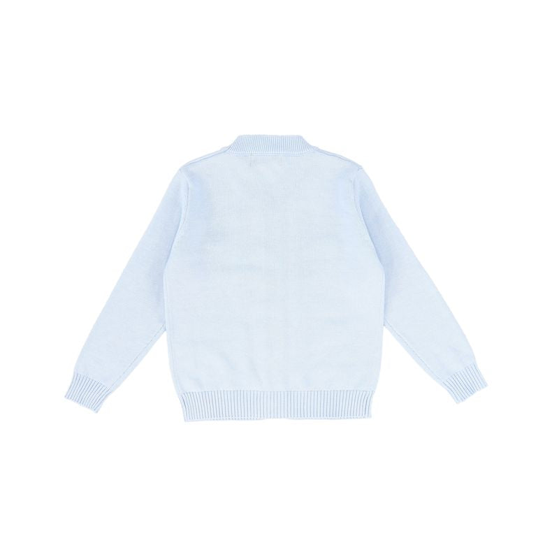 Le Bourdon Blue Cable Knit Stripe Collar Cardigan