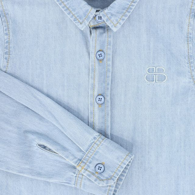 Bamboo Light Blue Denim Logo L/S Shirt