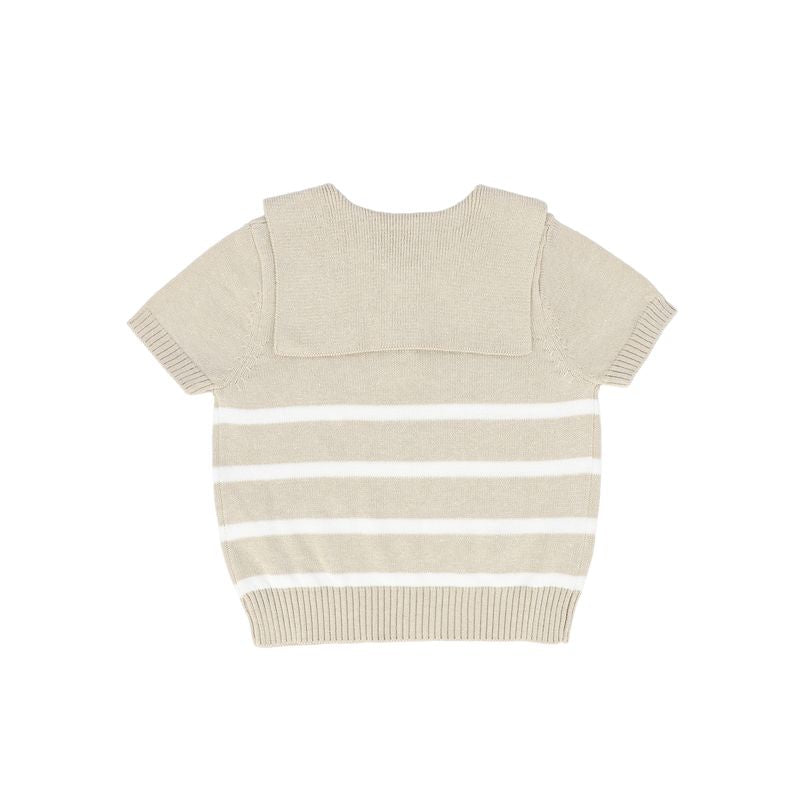 Le Bourdon Tan Trim Knit S/S Sweater