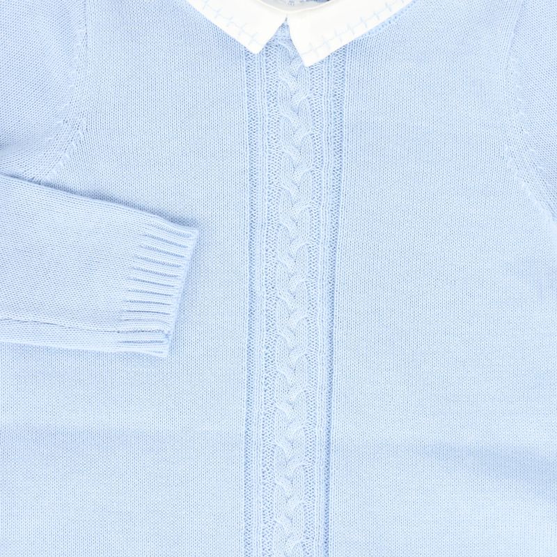 Le Bourdon Blue Cable Knit Stripe Collar Romper