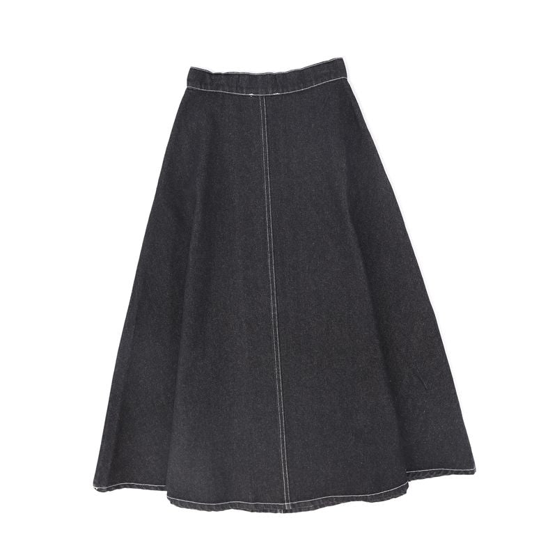 Valentina Black Denim Fly Front Skirt