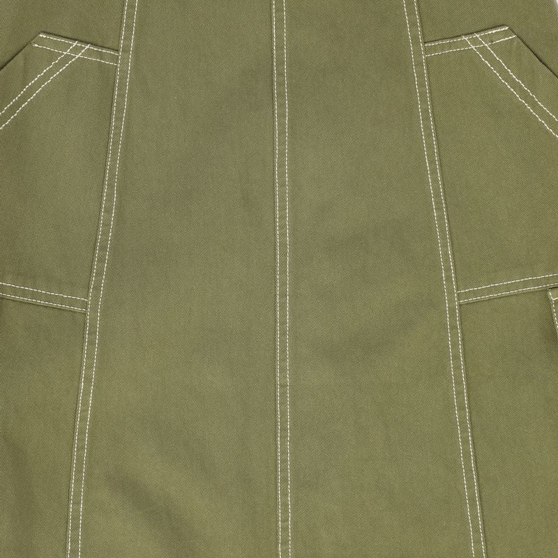 Valentina Olive Cargo Stitch Detail Maxi Skirt