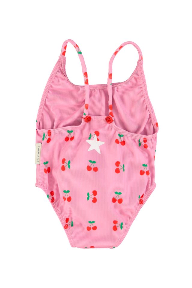 Piupiuchick Pink w/ Cherries Allover Crossed Strap Swimsuit