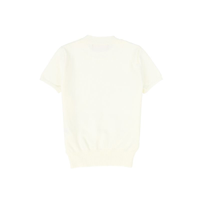 Le Bourdon Cream S/S Knit Sweater