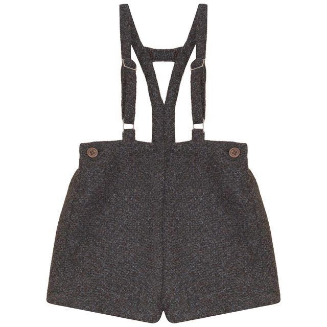 Calla Lili Grey/Brown Tweed Shorts with Suspenders