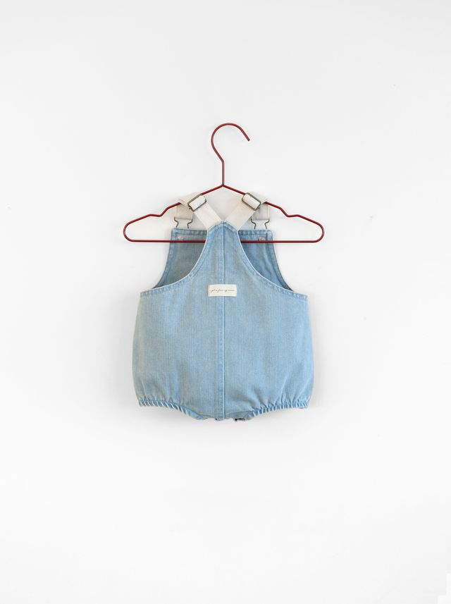 Please Mom Denim Bow Barrel Romper