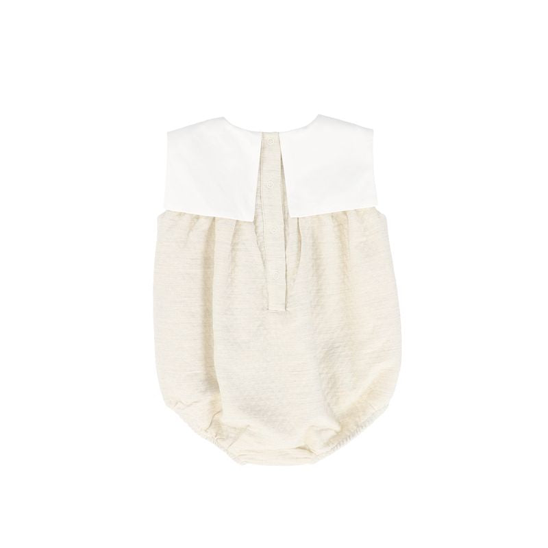 Le Bourdon Cream Textured Collar Romper