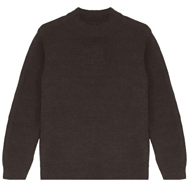 Calla Lili Brown Mock Neck Embossed Sweater *PREORDER WILL SHIP IN TWO WEEKS*