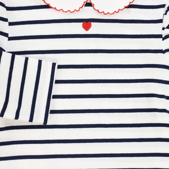 Bamboo Navy/White Stripe Collar Tee