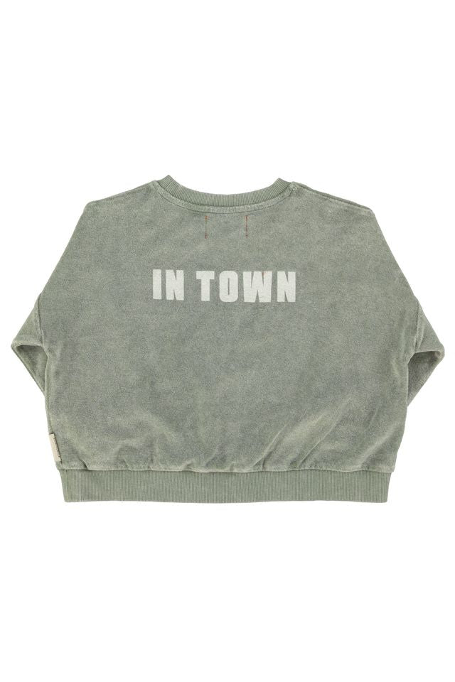 Piupiuchick Washed Green "Best Friend" Print Sweatshirt