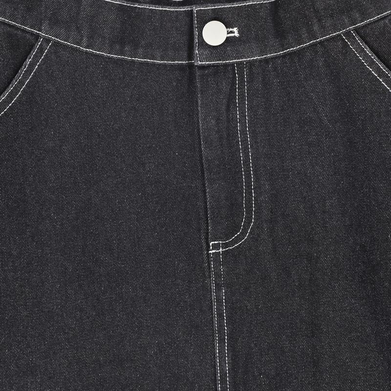 Valentina Black Denim Fly Front Skirt
