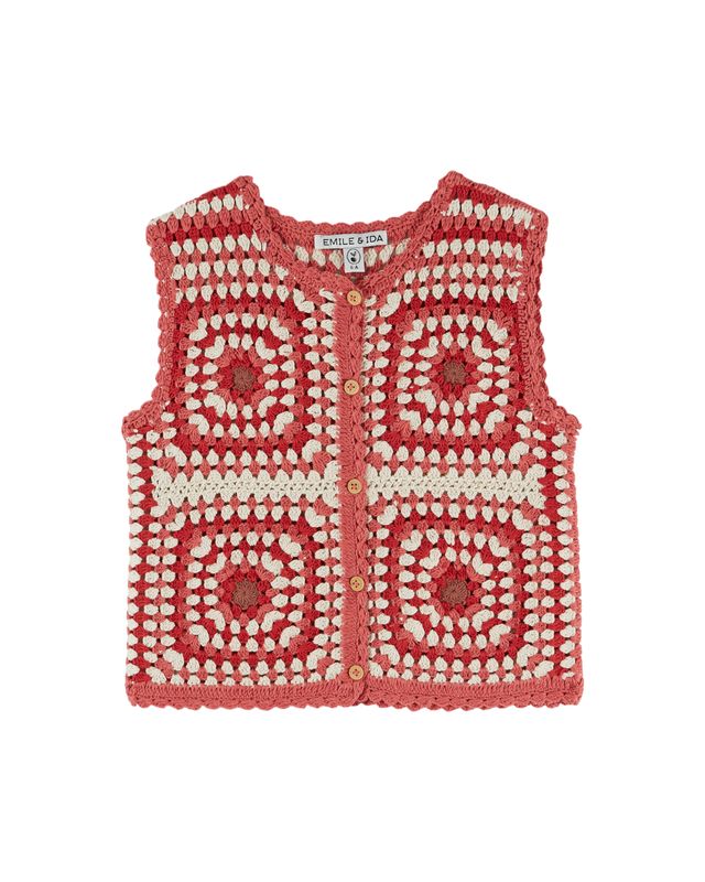 Emile & Ida Crochet Rose Cardigan Vest