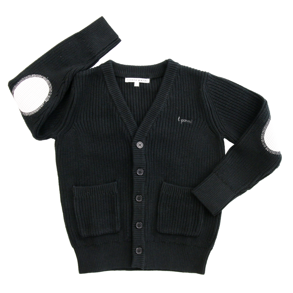 Little Parni Black Boys Patch Cardigan