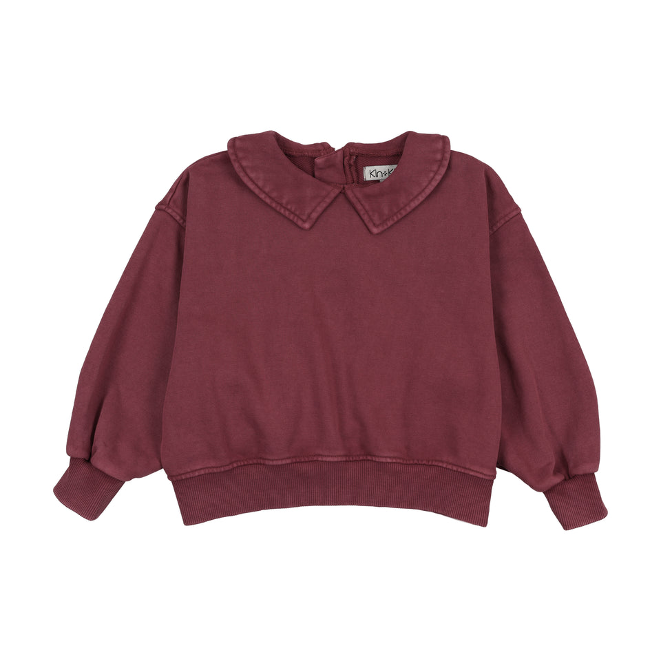 Kin+Kin Washed Burgundy Girls Collared Sweatshirt