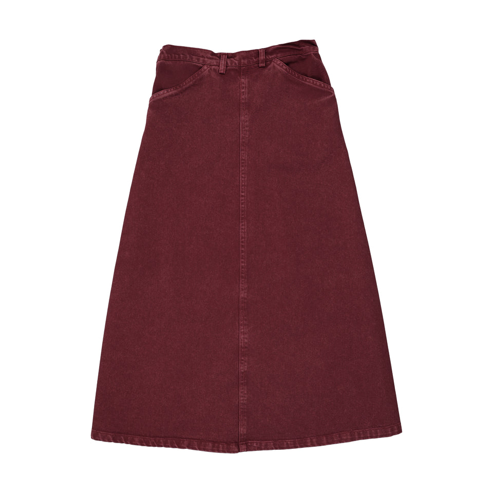 Kin+Kin Washed Burgundy Denim Maxi Skirt