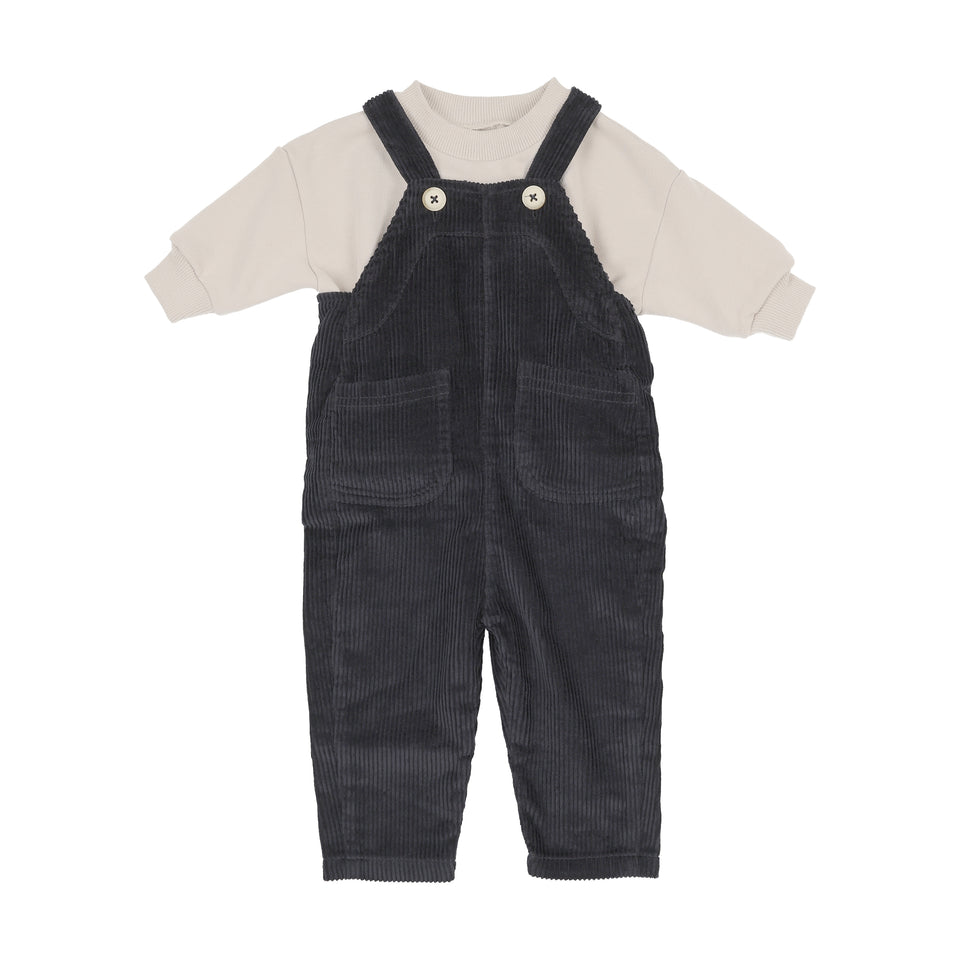 Kin+Kin Navy Corduroy Overall Set