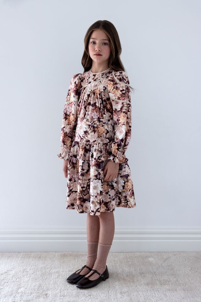 Petite Amalie Winter Bloom Print Cord Blouse
