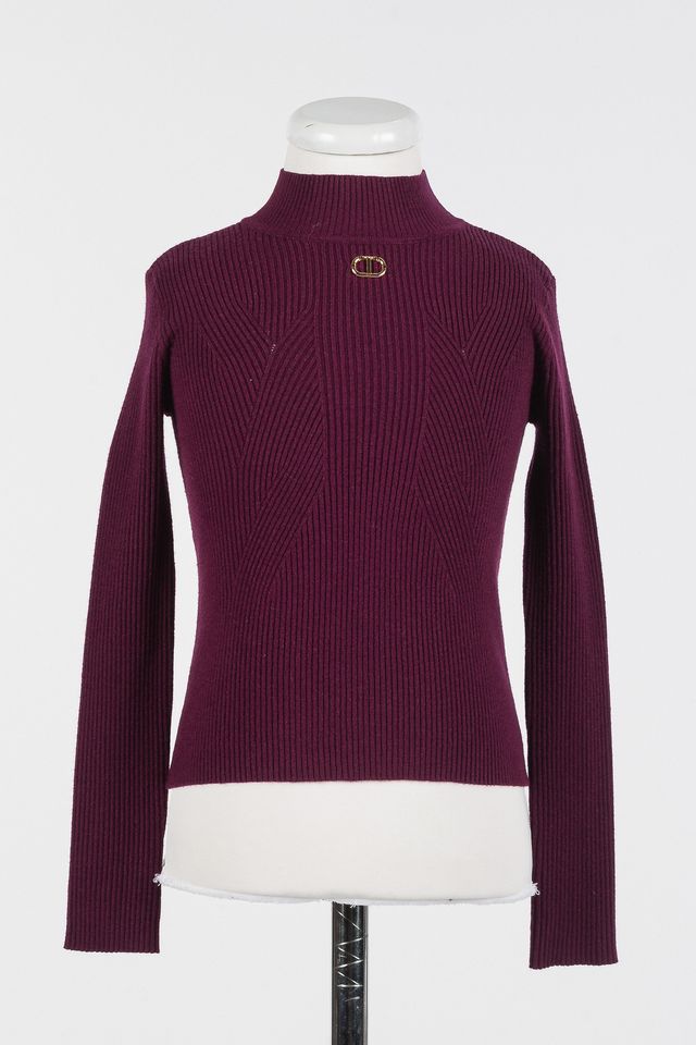 Twinset Burgundy Knit Turtleneck