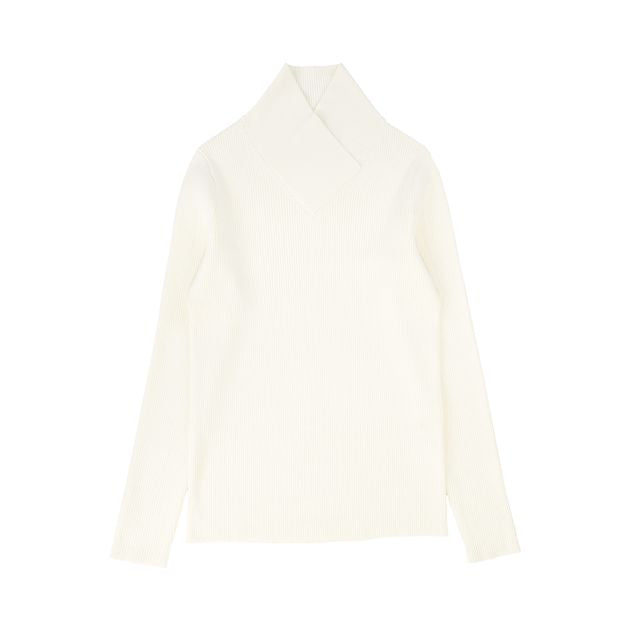 Valentina Ivory Wrap Neck Turtleneck