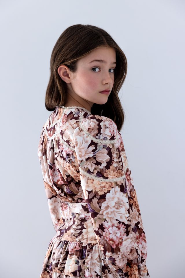 Petite Amalie Winter Bloom Print Cord Blouse