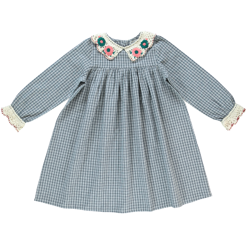 Bebe Organic Rhea Blue Check Dress