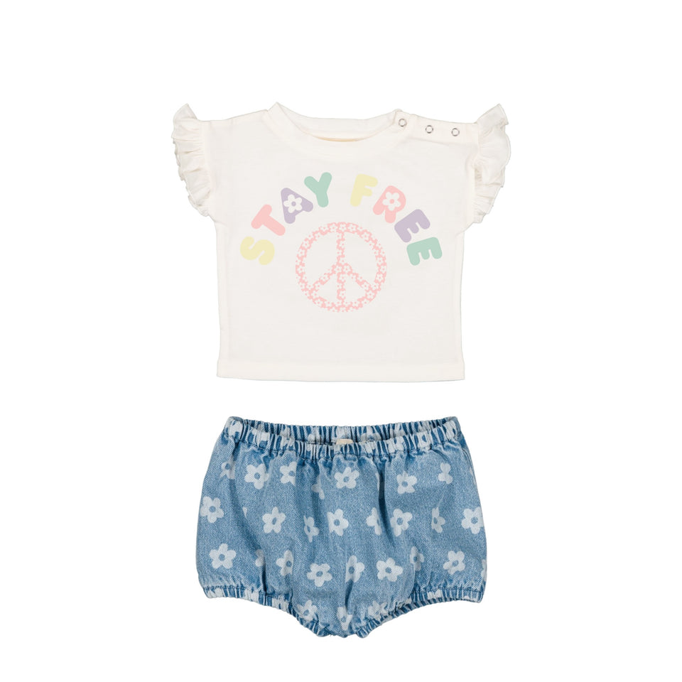 Louis Louise Nao Jersey w/ Denim Flower Bloomers Set