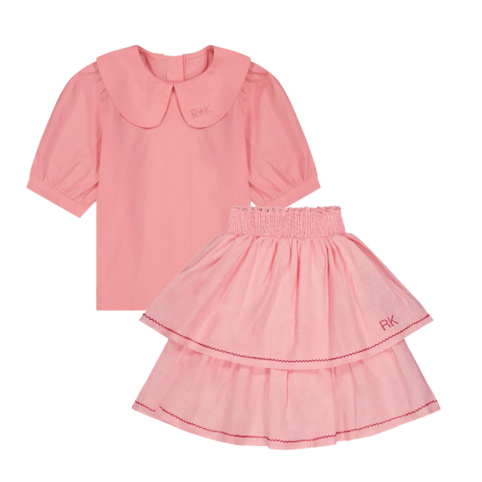 Retrokid Pink Linen Ric Rac Set