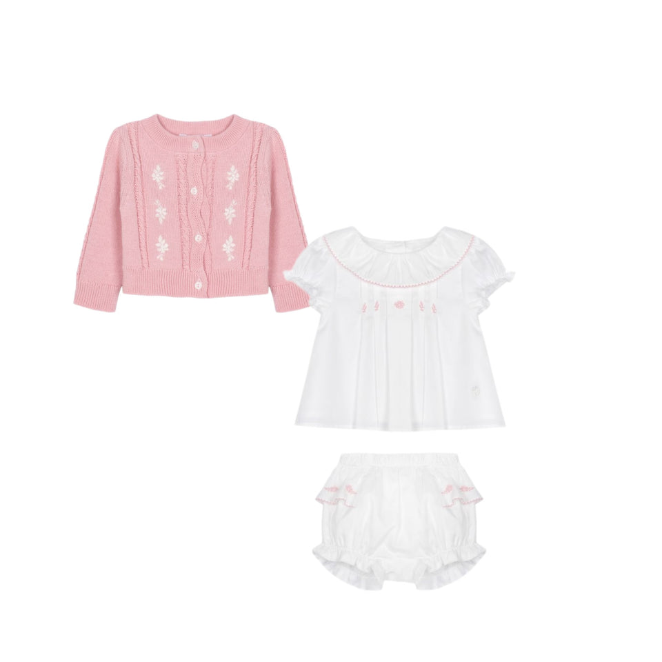 Patachou White/Pink Woven 3pc Set