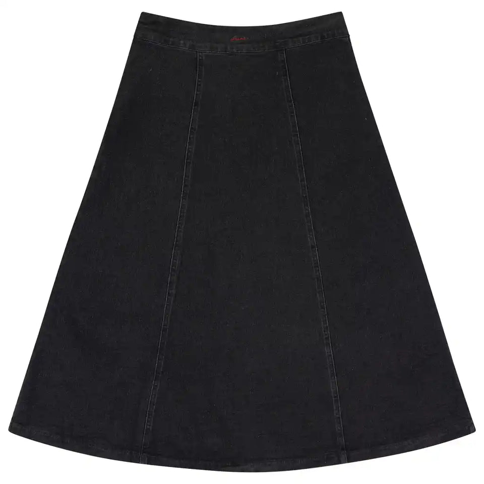 Jaybee Smoke Denim Paneled Midi Skirt