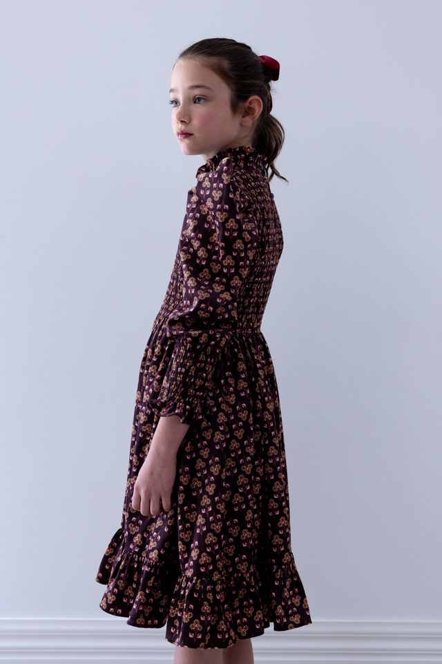 Steph Wallpaper Print Shirred Bodice Cord Dress
