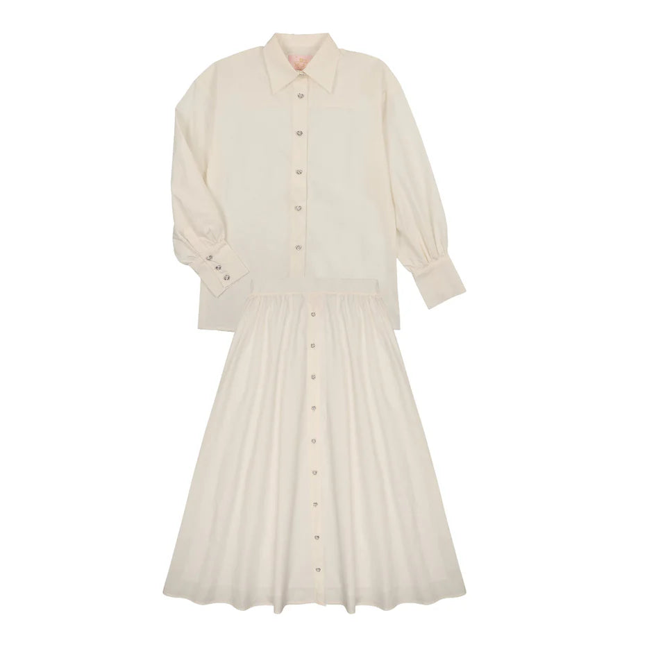 Little Tempest Cream Button Taffeta Maxi Set