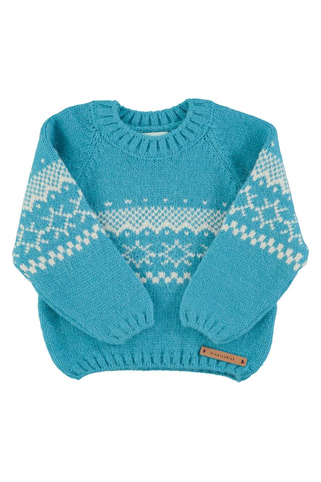 Piupiuchick Turquoise Jacquard Sweater must size up. Runs very small