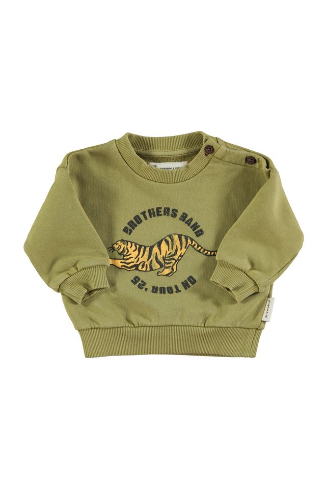Piupiuchick Baby Olive Green Tiger Sweatshirt