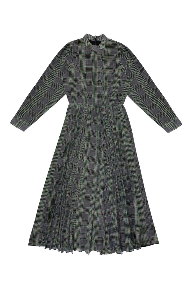 Zaikamoya Judith Green Lines Dress