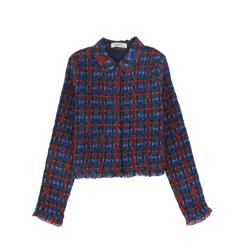 Valentina Plaid Smocked Blouse