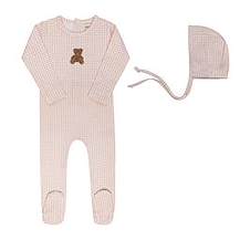 Elys & Co Pink Gingham Teddy Collection Footie