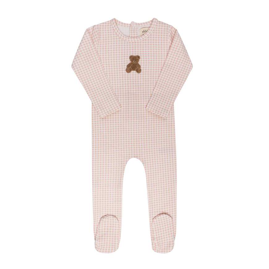 Elys & Co Pink Gingham Teddy Collection Footie