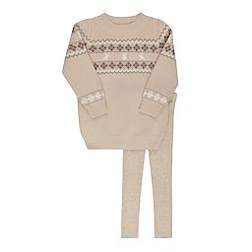 Looms Fair Isle Collection Kids Taupe 2pc Set