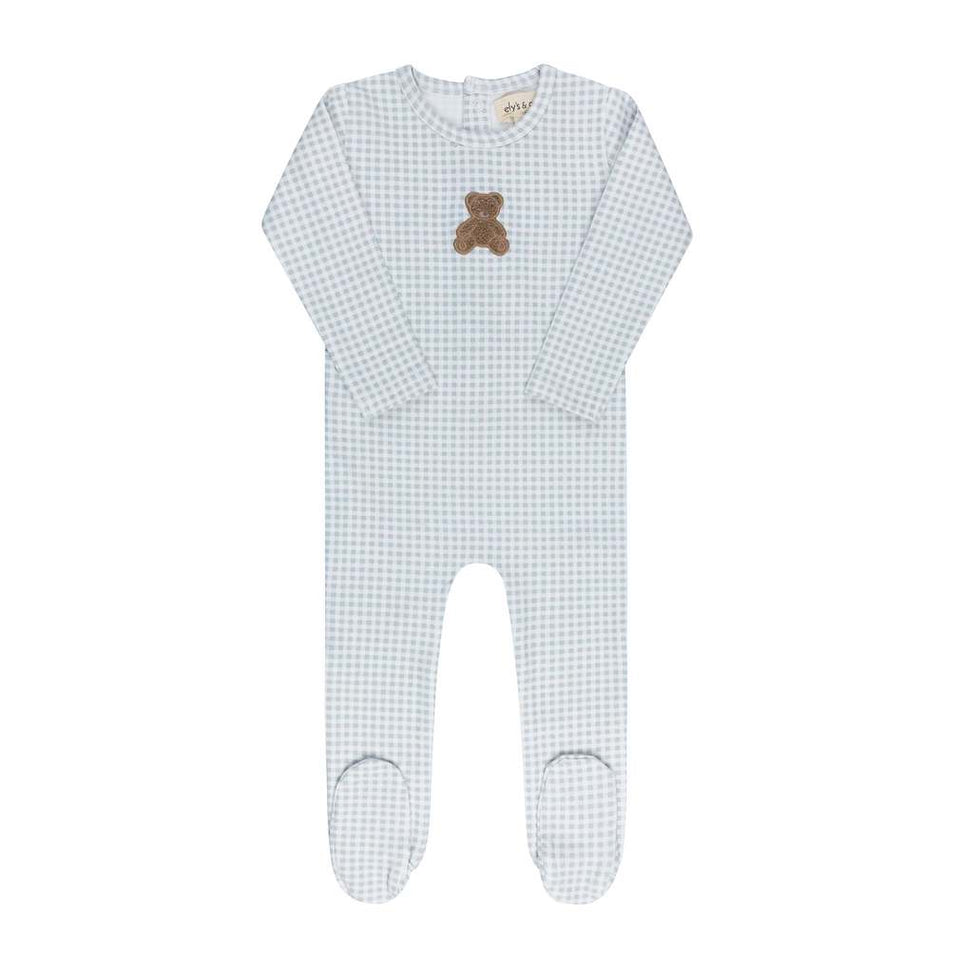 Elys & Co Blue Gingham Teddy Collection Footie