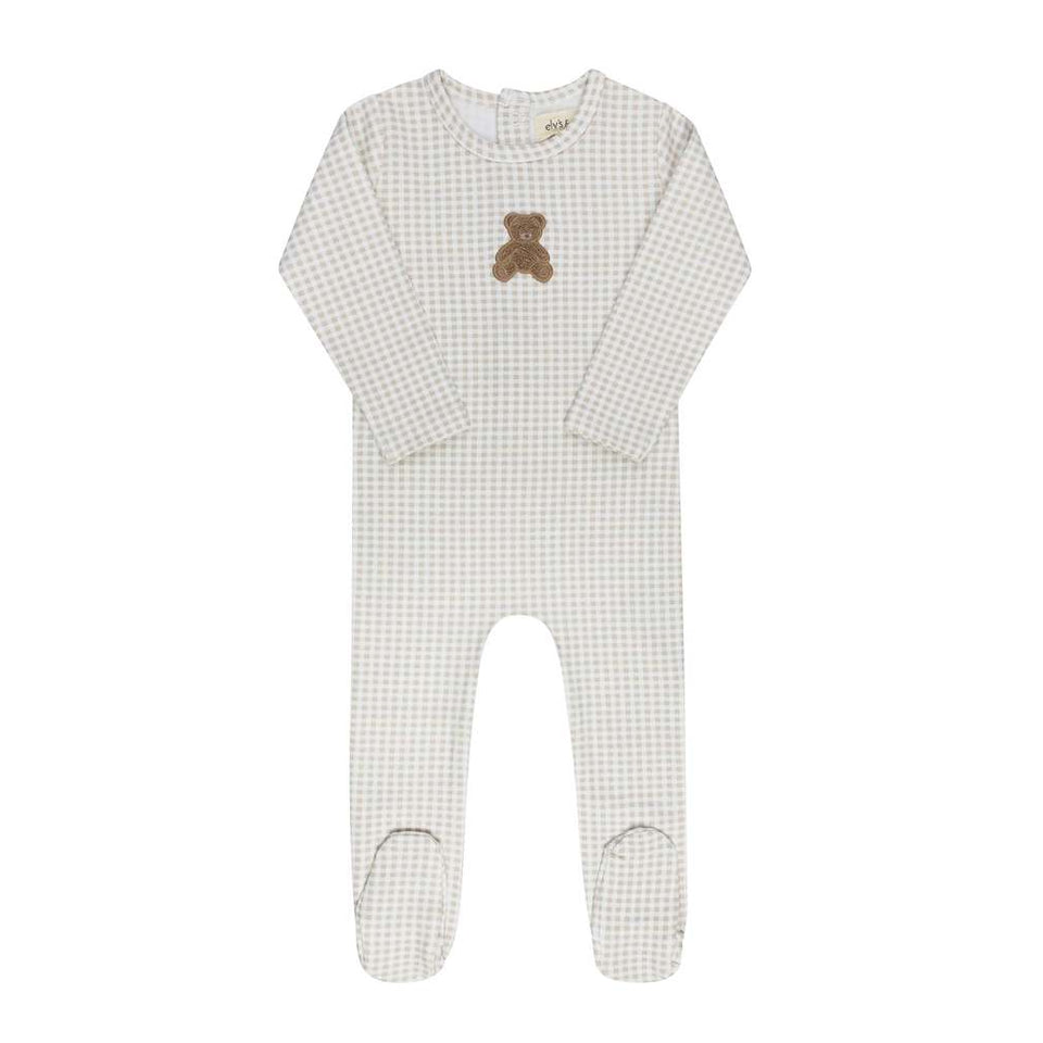 Elys & Co Tan Gingham Teddy Collection Footie