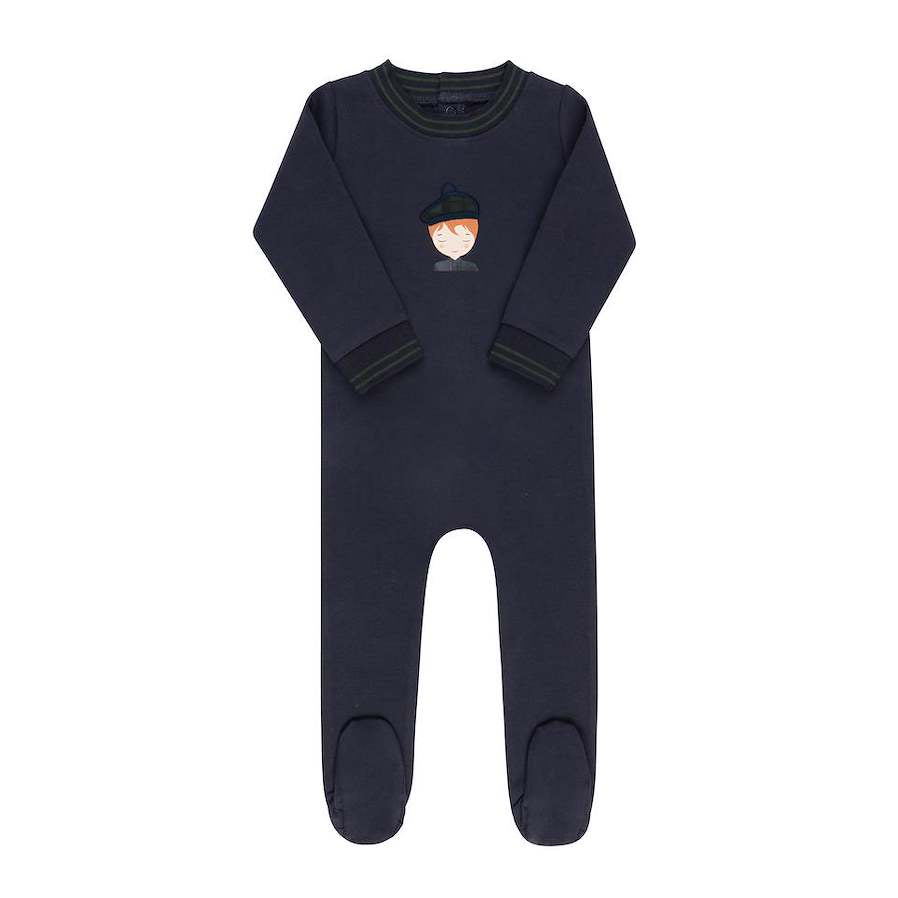 Elys & Co Navy French Terry Scottish Collection Footie