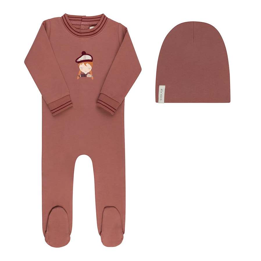Elys & Co Pink French Terry Scottish Collection Footie