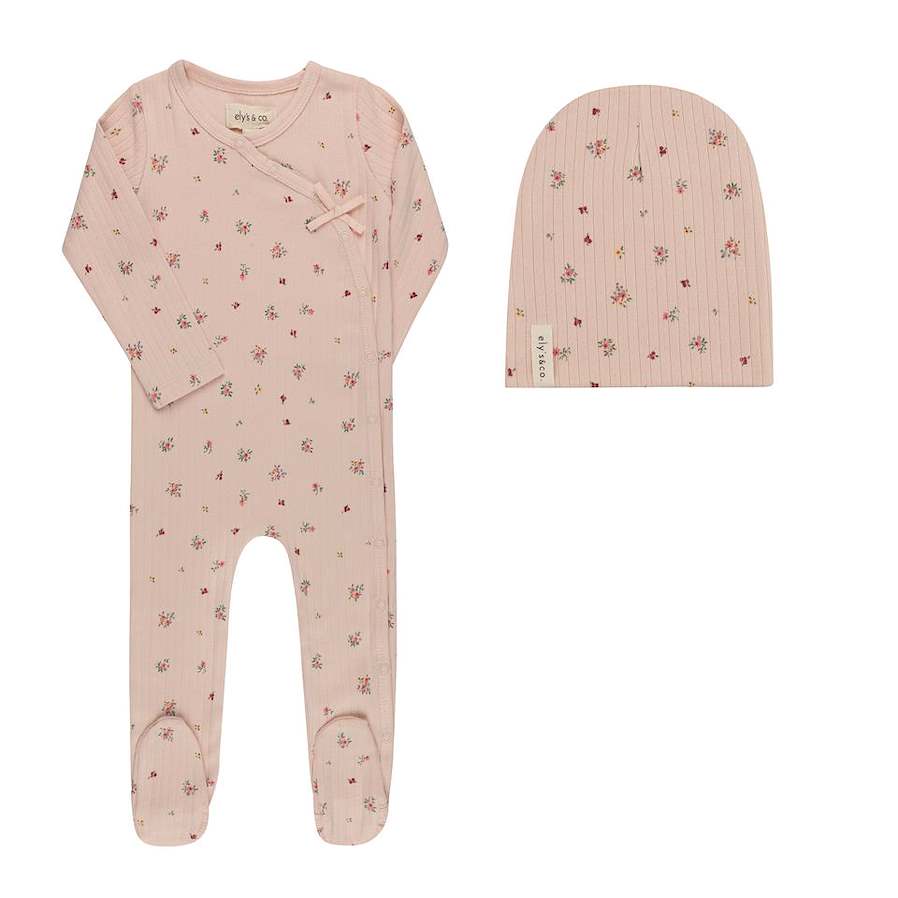 Elys & Co Pink Floral Printed Star Collection Footie