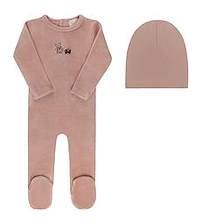 Aurora  Embroidered Bear Pink Footie