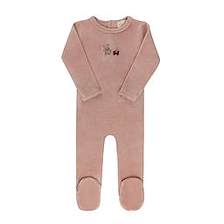Aurora  Embroidered Bear Pink Footie