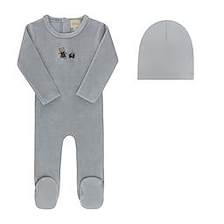 Aurora  Embroidered Bear Blue Footie